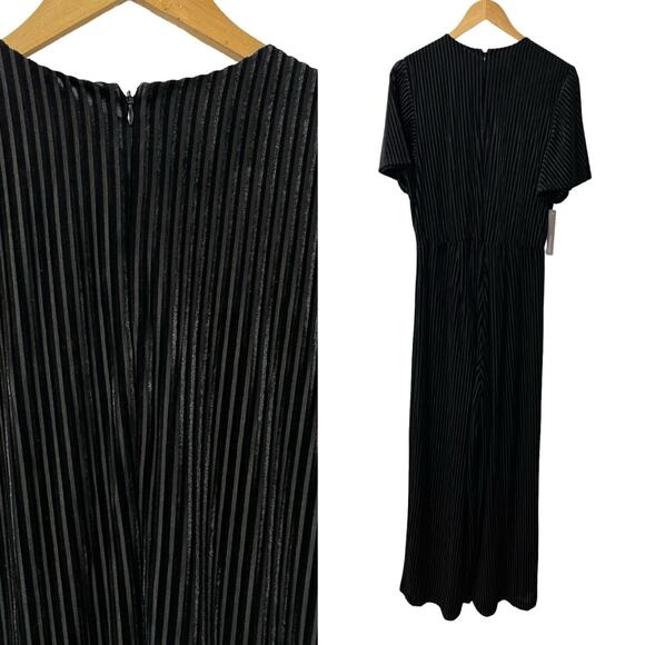 Anthropologie HUTCH Velvet Stripe Wide Leg Jumpsuit Size 12 Black Event Occasion - Picture 2 of 8